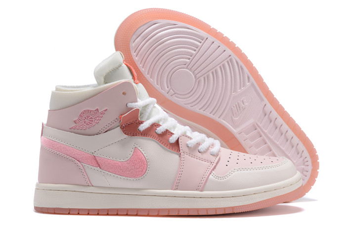 Women's Running Weapon Air Jordan 1 Pink/White Shoes 0238